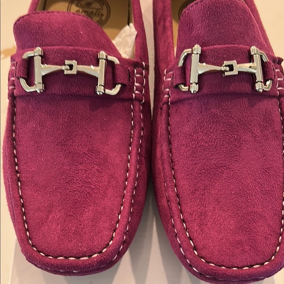 Suede Loafers with Silver Buckle - Picture 2 of 14